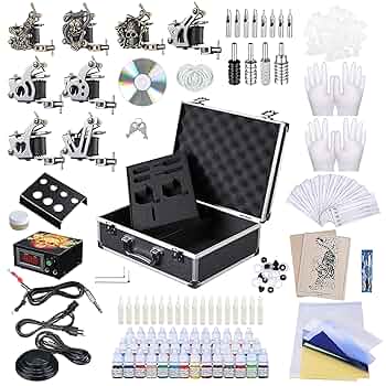 タトゥーマシーンセット　Tattoo machine set Complete Tattoo Kit Beginner Set 2 Machine Gun Needle Grip